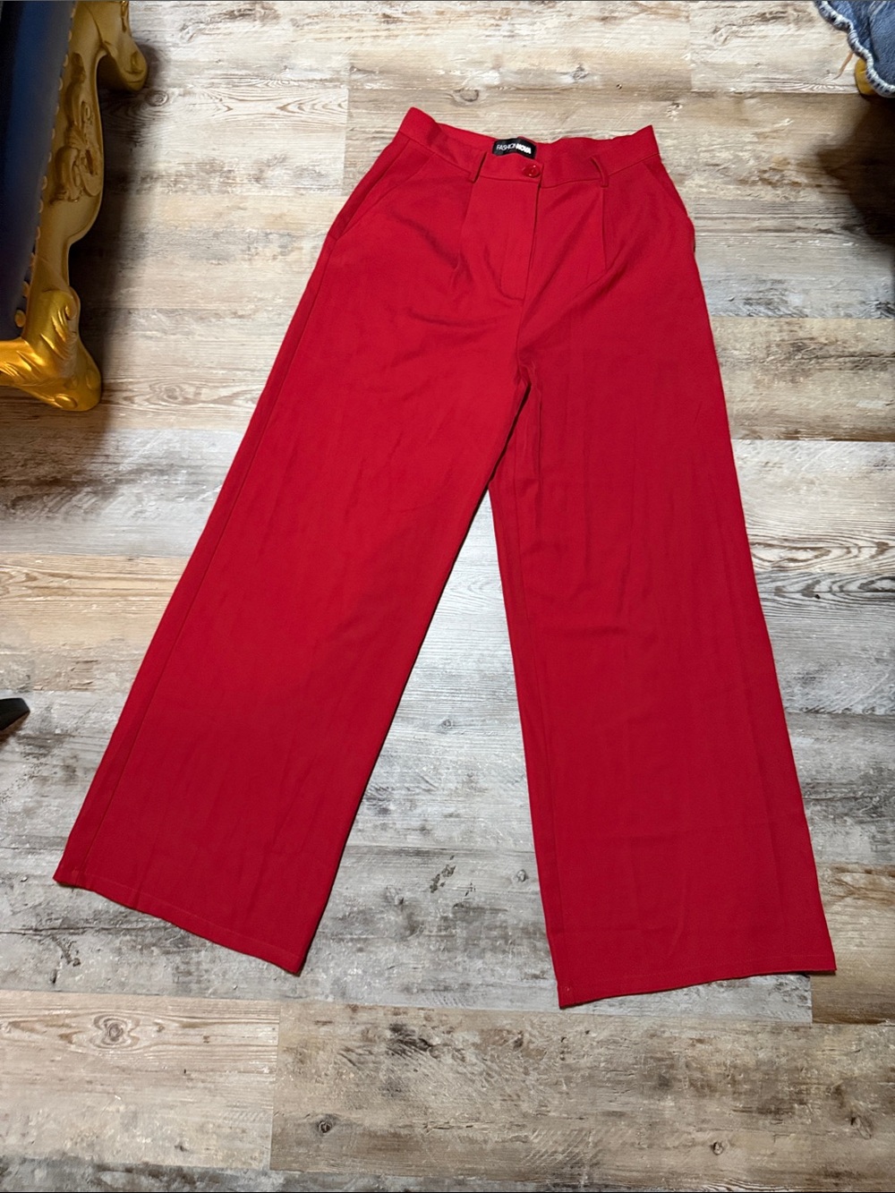Fashion Nova Red Wide-Leg Women's Pants